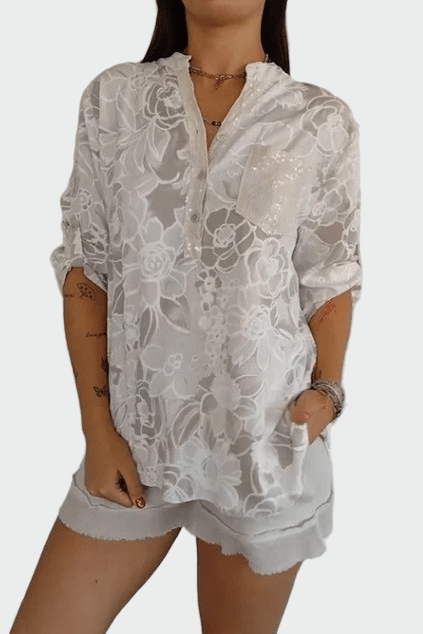 Johanne | Blå blomsterbluse