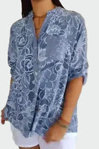 Johanne | Blå blomsterbluse