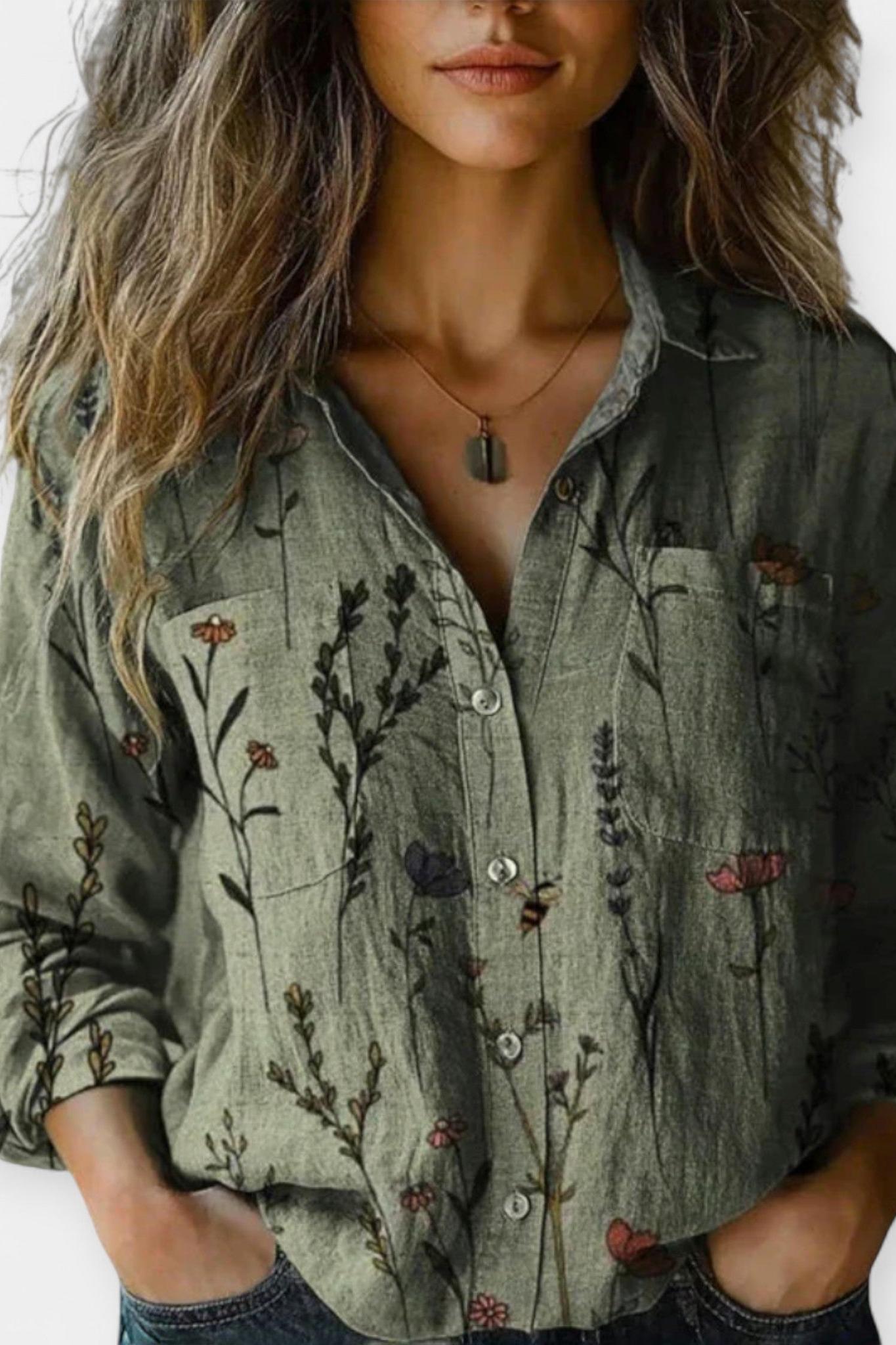 Mille | Vintage mønsterbluse